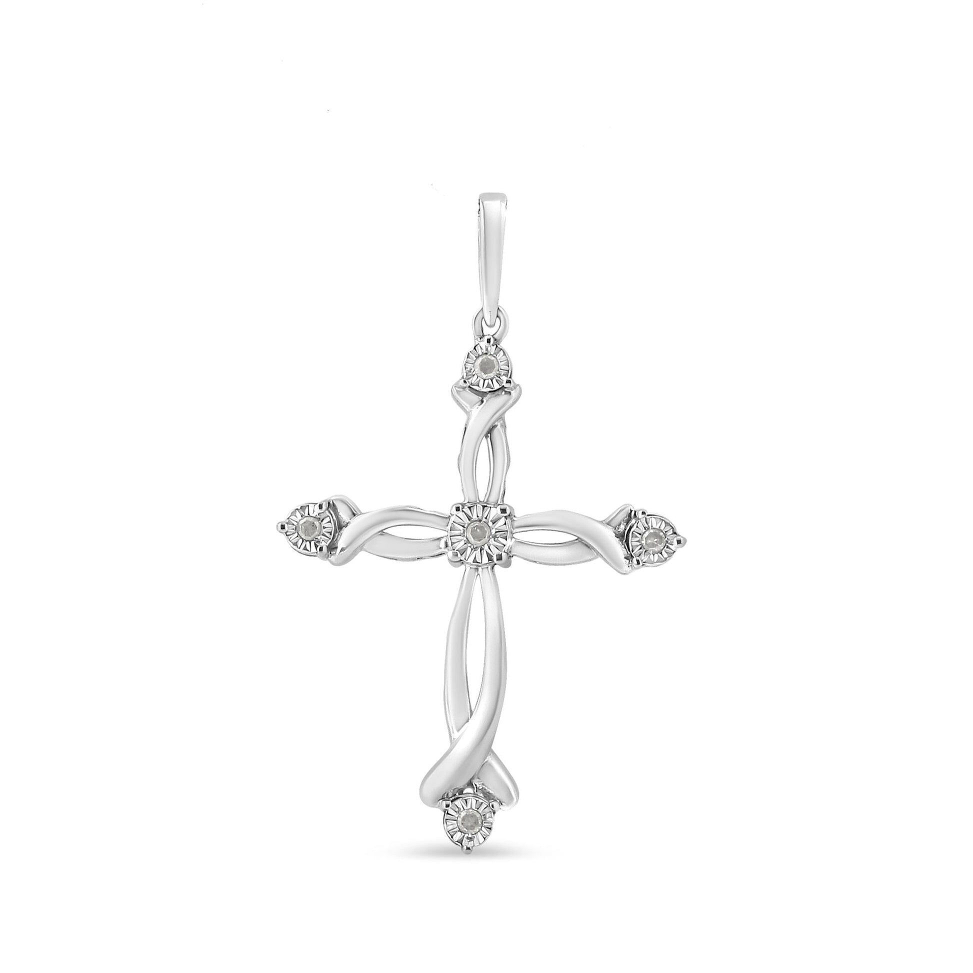 .925 Sterling Silver Round Cut Diamond Accent Cross Pendant Necklace - Desire & Hope