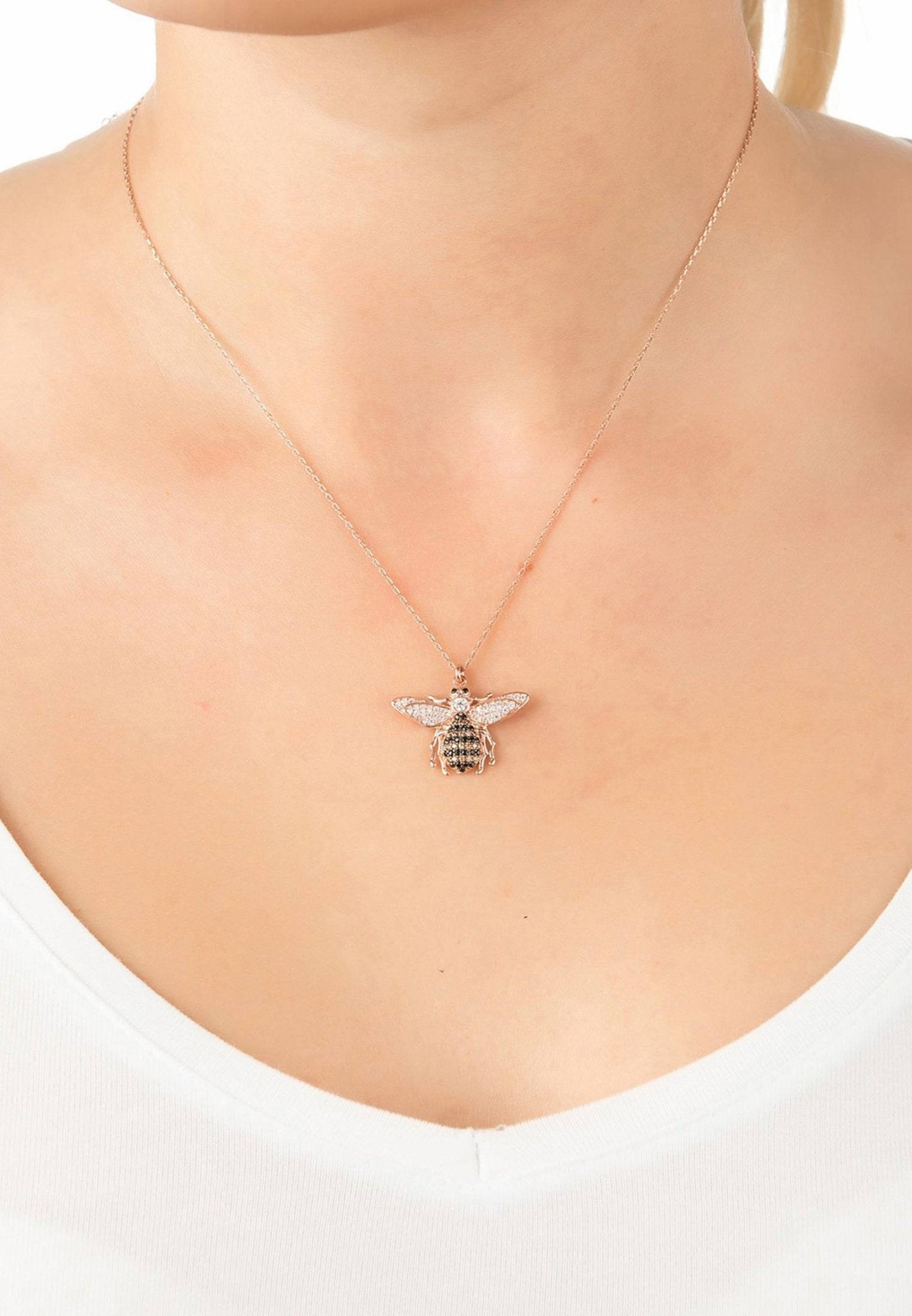 Honey Bee Pendant Necklace Gold - Celebrate Nature's Pollinators - Desire & Hope