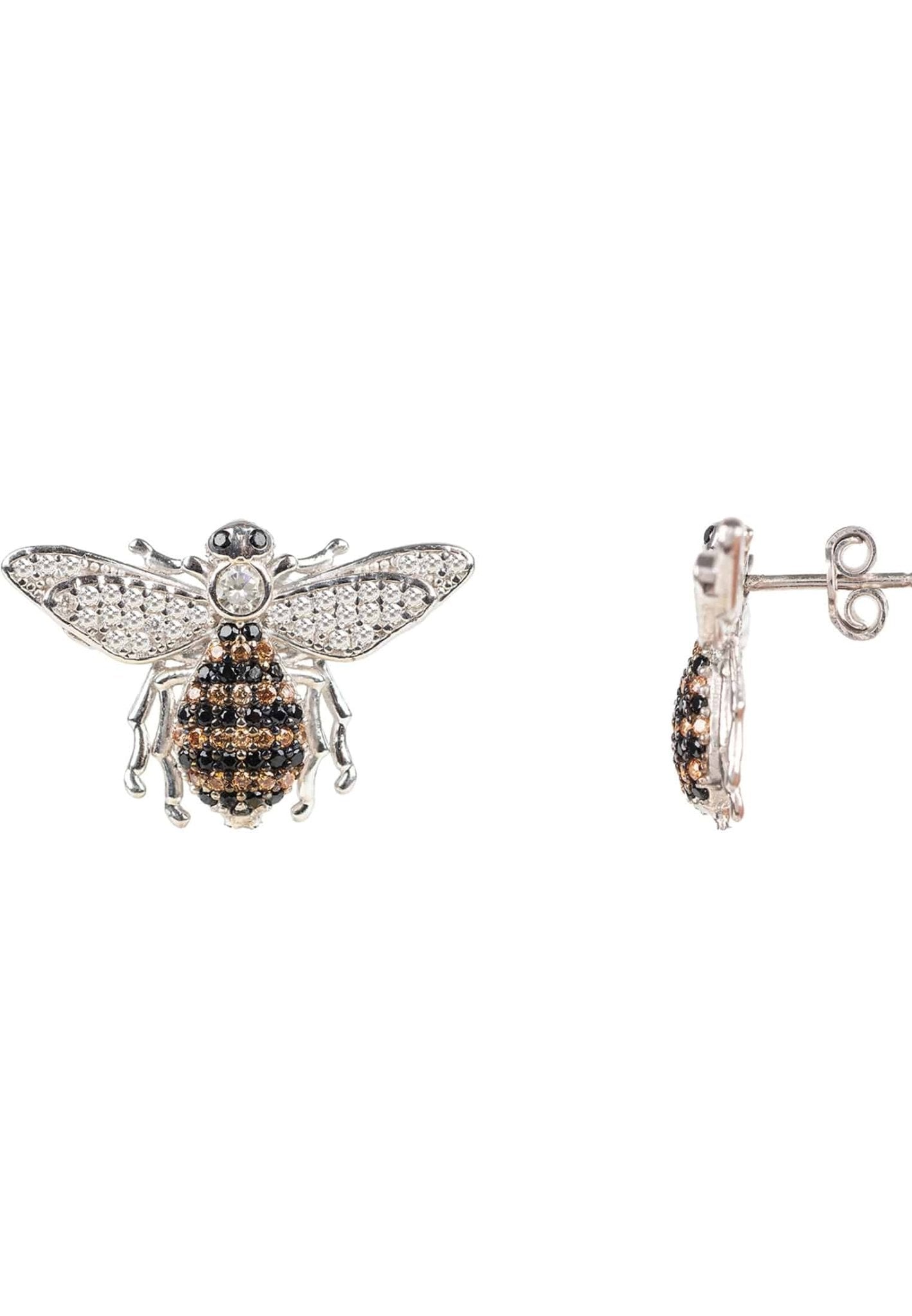 Honey Bee Stud Earrings Silver - Sparkly, Meaningful, Must-have for Animal Lovers! - Desire & Hope