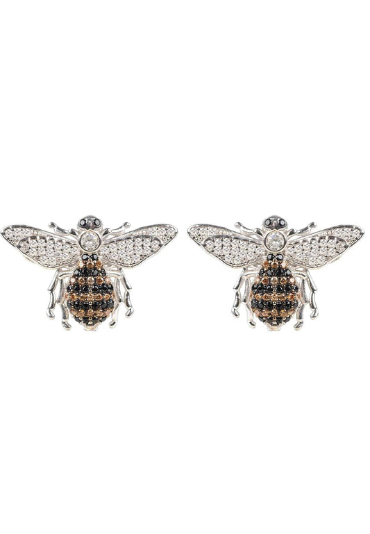 Honey Bee Stud Earrings Silver - Sparkly, Meaningful, Must-have for Animal Lovers! - Desire & Hope