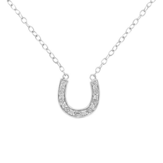 .925 Sterling Silver Horseshoe Pendant Necklace with Diamond Accents - Desire & Hope