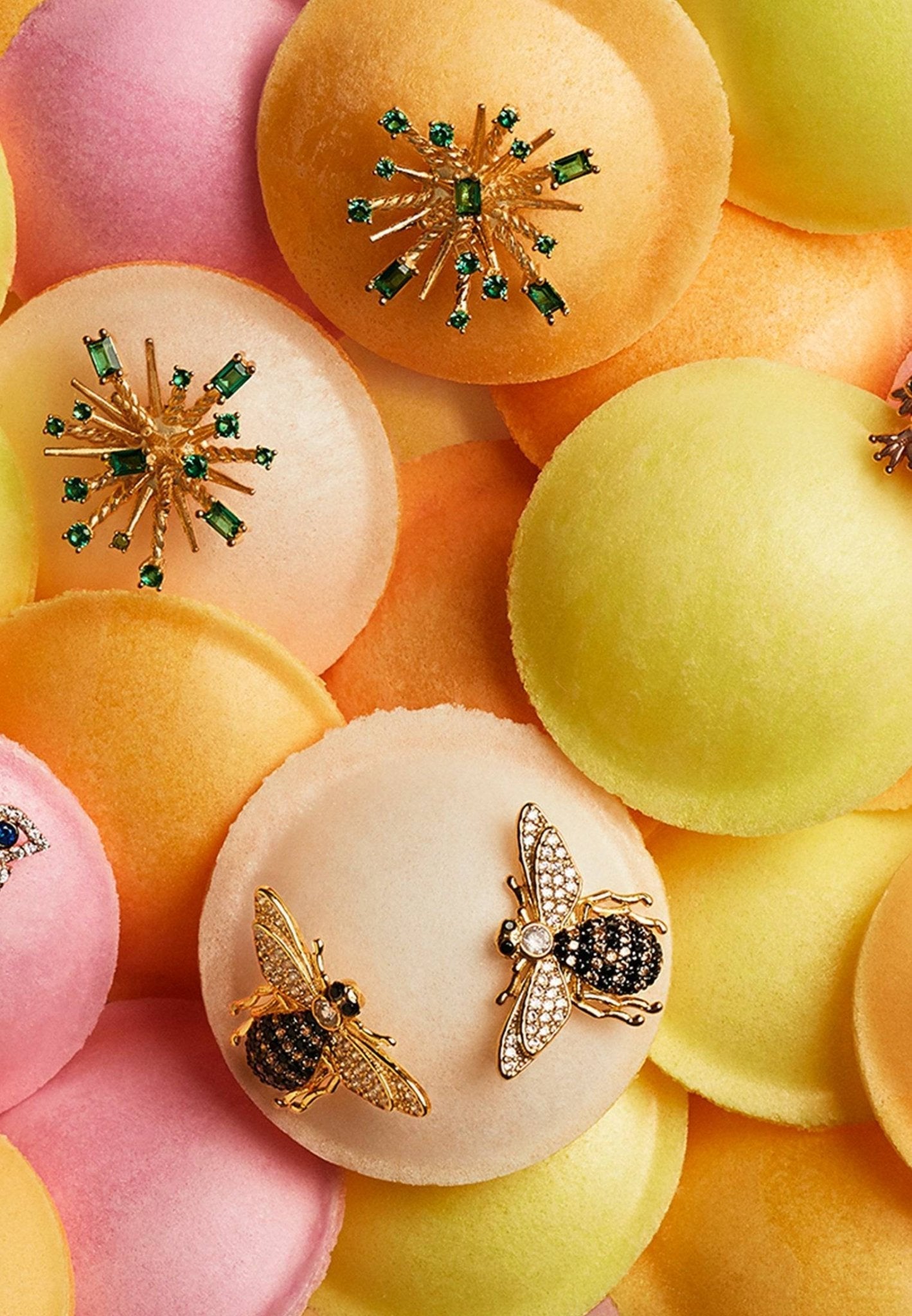Honey Bee Stud Earrings Gold - Sparkly, Symbol of Hope & Abundance - Desire & Hope